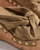 ASOS DESIGN ASOS DESIGN Tulip wedge sandals with twist detailing in khaki-Neutral - 3