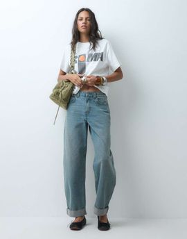ASOS DESIGN ASOS DESIGN turn up barrel jeans in vintage wash-Blue