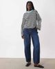 ASOS DESIGN ASOS DESIGN turquoise neckband skate long sleeve t-shirt in black and white stripe-MULTI - 3