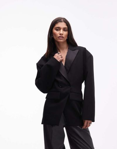 ASOS DESIGN ASOS DESIGN tux blazer with satin lapel in black