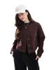 ASOS DESIGN ASOS DESIGN twill collarless jacket in chocolate-No color - 1
