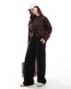 ASOS DESIGN ASOS DESIGN twill collarless jacket in chocolate-No color - 4
