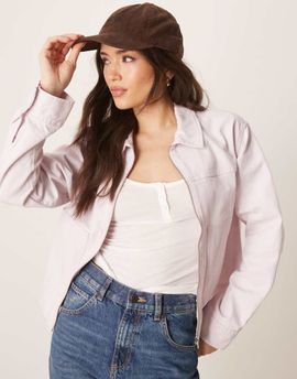 ASOS DESIGN ASOS DESIGN twill top collar jacket in pastel pink-No color