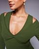 ASOS DESIGN ASOS DESIGN twist bust double layer long sleeve top in dark olive-Green - 3