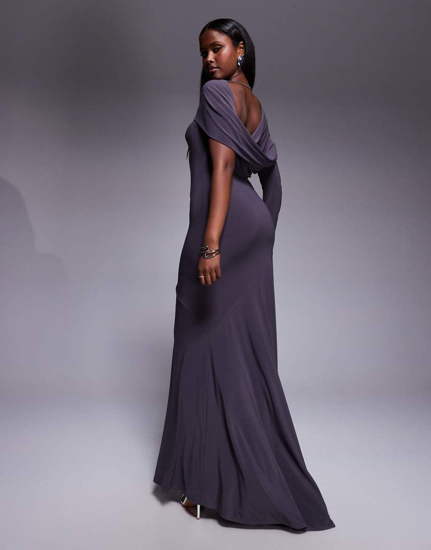 slate grey maxi dress ASOS DESIGN formal long grey dress