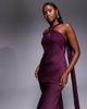ASOS DESIGN ASOS DESIGN twisted detail satin chiffon maxi dress with scarf in plum-Purple - 2