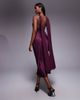 ASOS DESIGN ASOS DESIGN twisted detail satin chiffon maxi dress with scarf in plum-Purple - 3