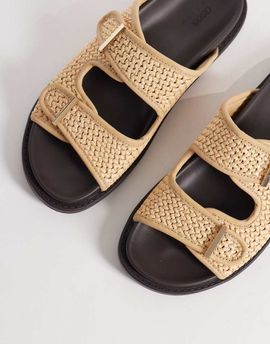 ASOS DESIGN ASOS DESIGN two strap sandals in natural raffia-Neutral