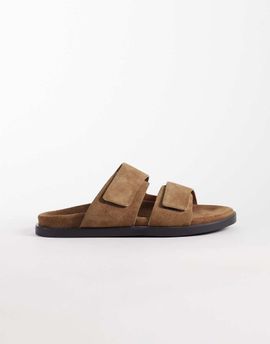 ASOS DESIGN ASOS DESIGN two strap sandals in stone suede-Neutral