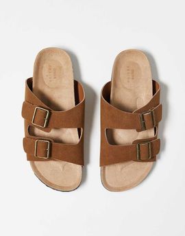 ASOS DESIGN ASOS DESIGN two strap sandals in tan with cork soles-Brown
