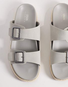 ASOS DESIGN ASOS DESIGN two strap sandals with buckles in gray