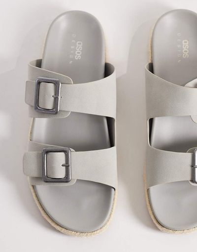 ASOS DESIGN ASOS DESIGN two strap sandals with buckles in gray