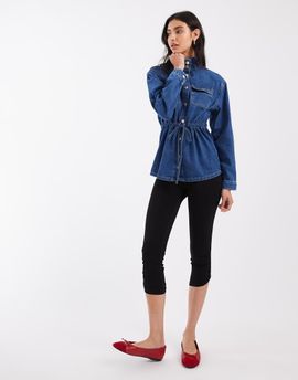 ASOS DESIGN ASOS DESIGN utility denim jacket with cinched waist in midwash blue