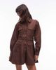 ASOS DESIGN ASOS DESIGN utility shirt mini dress with belt in chocolate-Black - 2