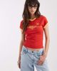 ASOS DESIGN ASOS DESIGN v neck baby tee with sports graphic in red - 1