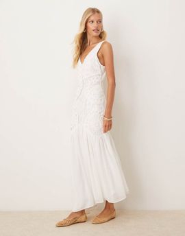 ASOS DESIGN ASOS DESIGN v neck crochet lace maxi dress in white
