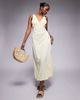 ASOS DESIGN ASOS DESIGN v neck lace bodice midi dress in buttermilk-Yellow - 1