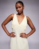 ASOS DESIGN ASOS DESIGN v neck lace bodice midi dress in buttermilk-Yellow - 2