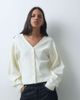 ASOS DESIGN ASOS DESIGN v neck structured cardigan in cream-WHITE - 1