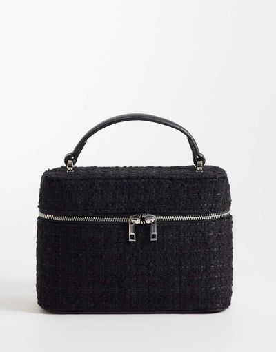 ASOS DESIGN ASOS DESIGN vanity box bag with detachable cross-body strap in black boucle