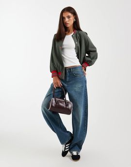 ASOS DESIGN ASOS DESIGN varsity bomber jacket in khaki-Green
