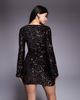 ASOS DESIGN ASOS DESIGN velvet sequin square neck mini dress in bronze sequin-Brown - 2