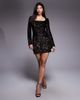 ASOS DESIGN ASOS DESIGN velvet sequin square neck mini dress in bronze sequin-Brown - 3