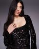 ASOS DESIGN ASOS DESIGN velvet sequin square neck mini dress in bronze sequin-Brown - 4