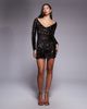 ASOS DESIGN ASOS DESIGN velvet sequined wide neck mini dress with ruched sleeve detailing in bronze-Brown - 1