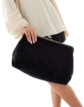 ASOS DESIGN ASOS DESIGN velvet touch oversized frame clutch bag in black