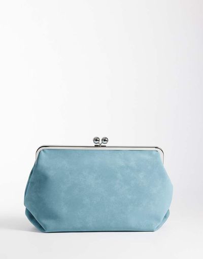 ASOS DESIGN ASOS DESIGN velvet touch oversized frame clutch bag in blue