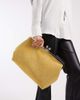ASOS DESIGN ASOS DESIGN velvet touch oversized frame clutch purse in buttermilk-Yellow - 3