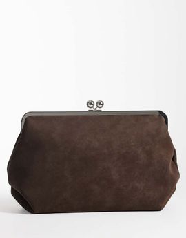 ASOS DESIGN ASOS DESIGN velvet touch oversized frame clutch purse in chocolate-Brown