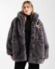 ASOS DESIGN ASOS DESIGN vintage 80s faux fur jacket with gold brooch detailing in gray - 1