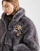 ASOS DESIGN ASOS DESIGN vintage 80s faux fur jacket with gold brooch detailing in gray - 2