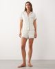 ASOS DESIGN ASOS DESIGN Viscose super soft short sleeve shirt and short pyjama set in ivory with blue trim-Multi - 2