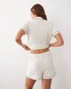 ASOS DESIGN ASOS DESIGN Viscose super soft short sleeve shirt and short pyjama set in ivory with blue trim-Multi - 4