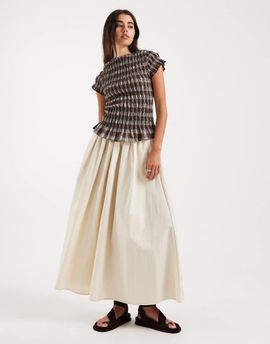 ASOS DESIGN ASOS DESIGN volume detail midi skirt in stone-White