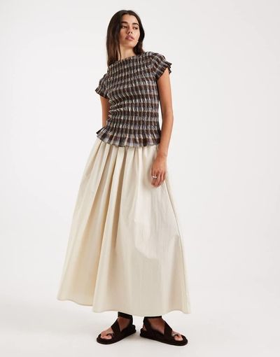 ASOS DESIGN ASOS DESIGN volume detail midi skirt in stone-White
