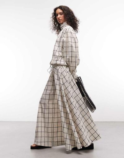 ASOS DESIGN ASOS DESIGN volume maxi skirt in plaid - part of a set-Multi