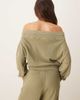 ASOS DESIGN ASOS DESIGN waffle knit off the shoulder zip up sweatshirt in khaki green - part of a set-pink - 3