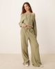 ASOS DESIGN ASOS DESIGN waffle knit paperbag waist sweatpants in khaki green - part of a set-pink - 1