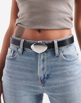 ASOS DESIGN ASOS DESIGN waist and hip abstract plate jeans belt in black