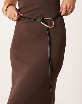 ASOS DESIGN ASOS DESIGN waist and hip belt with hammered loop through design in black