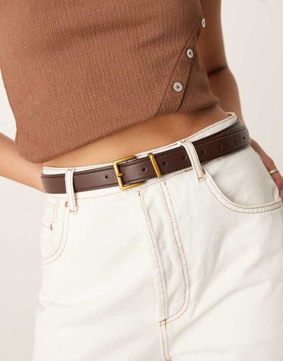 ASOS DESIGN ASOS DESIGN waist and hip belt with square buckle in chocolate-Brown