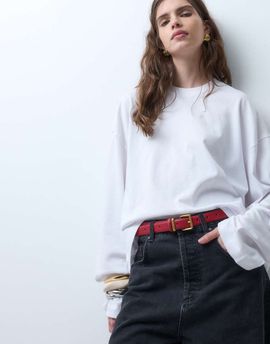 ASOS DESIGN ASOS DESIGN waist and hip belt with square buckle in red