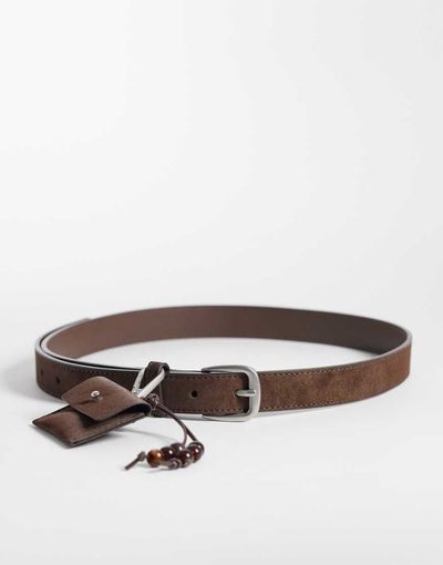 ASOS DESIGN ASOS DESIGN waist and hip jeans belt with pocket detail in chocolate-Brown
