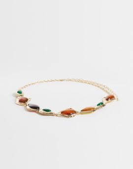 ASOS DESIGN ASOS DESIGN waist and hip resin stone set chain belt in gold
