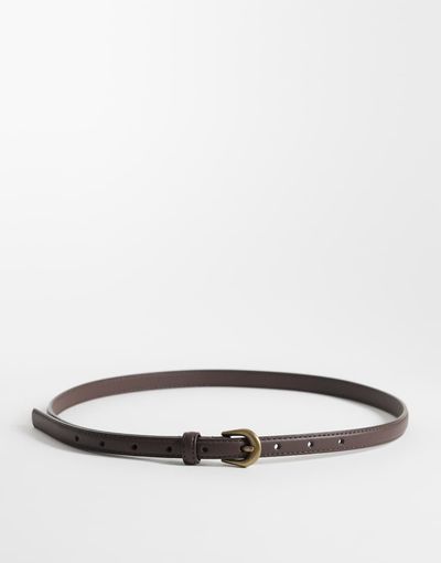 ASOS DESIGN ASOS DESIGN waist and hip skinny jeans belt in chocolate with gold buckle-Brown