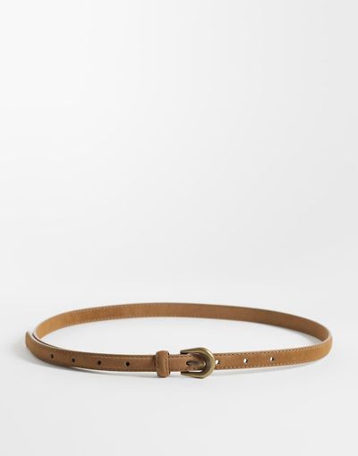 ASOS DESIGN ASOS DESIGN waist and hip skinny jeans belt in tan with antique gold-Brown
